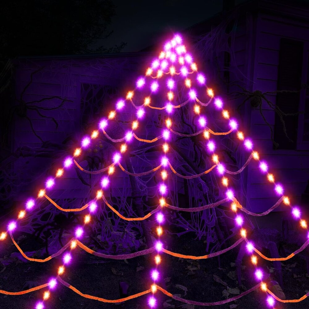 Halloween Spider Web Lights Outdoor Decorations